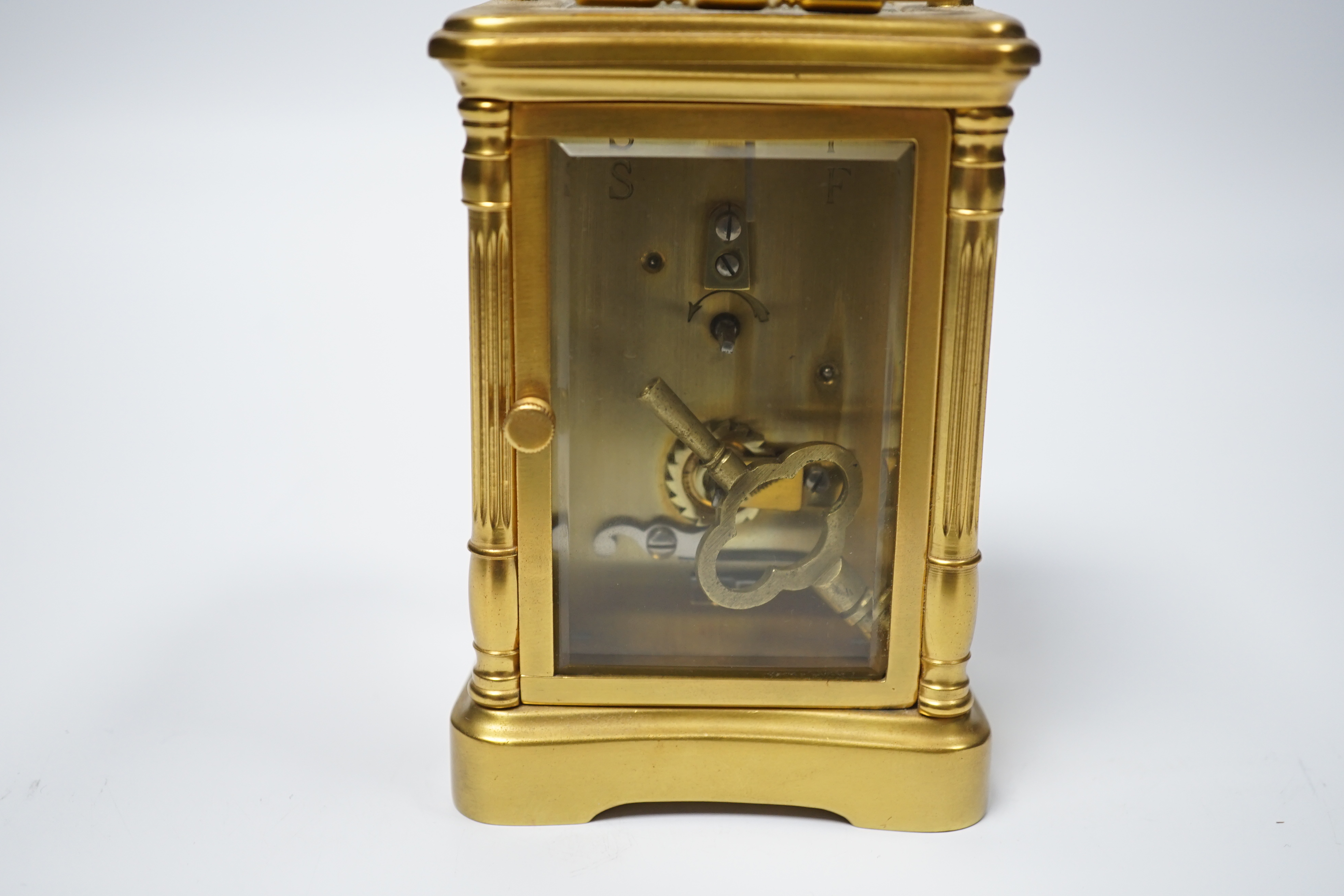 A Mappin & Webb brass carriage clock, 11cm high
